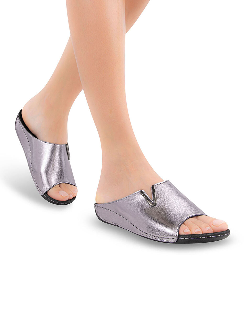 Gri Tek Bantlı Kadın Terlik-1