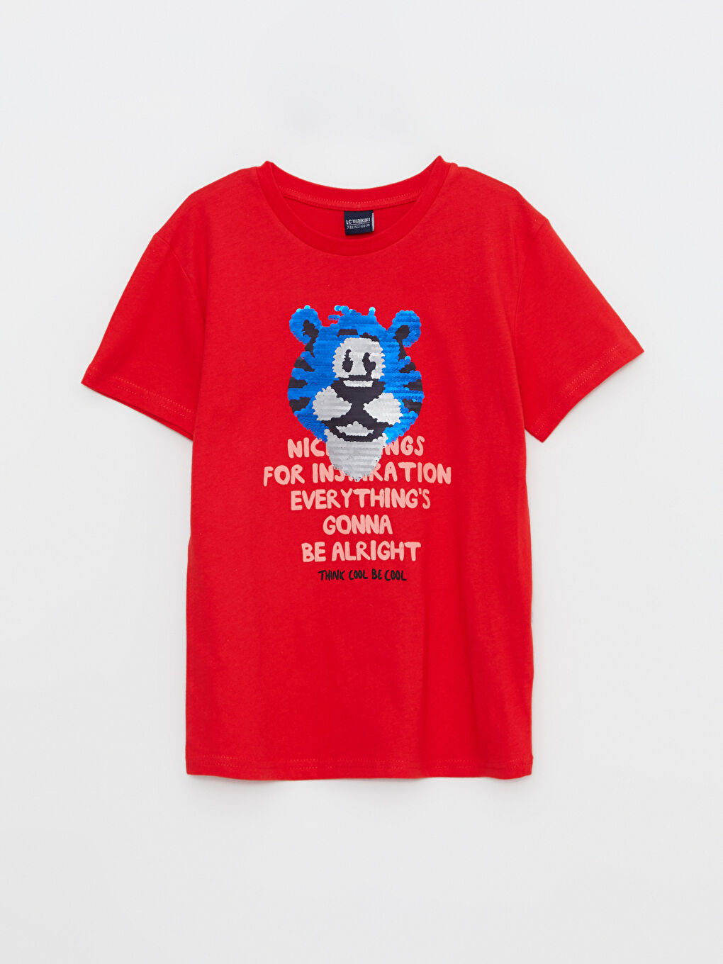 LCW Kids Rundhalsausschnitt Bedrucktes Wendepailletten Kurzarm T-Shirt für Jungen -S2M846Z4-HMW
