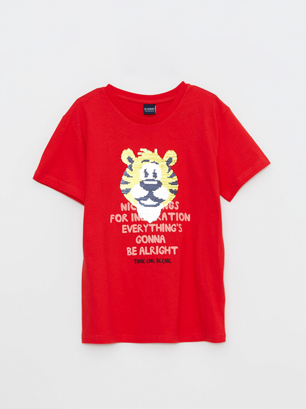 LCW Kids Rundhalsausschnitt Bedrucktes Wendepailletten Kurzarm T-Shirt für Jungen -S2M846Z4-HMW
