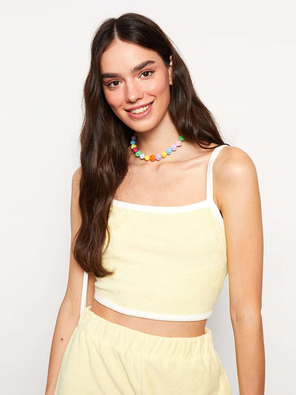 U Neck Plain Strappy Women's Crop Top-1