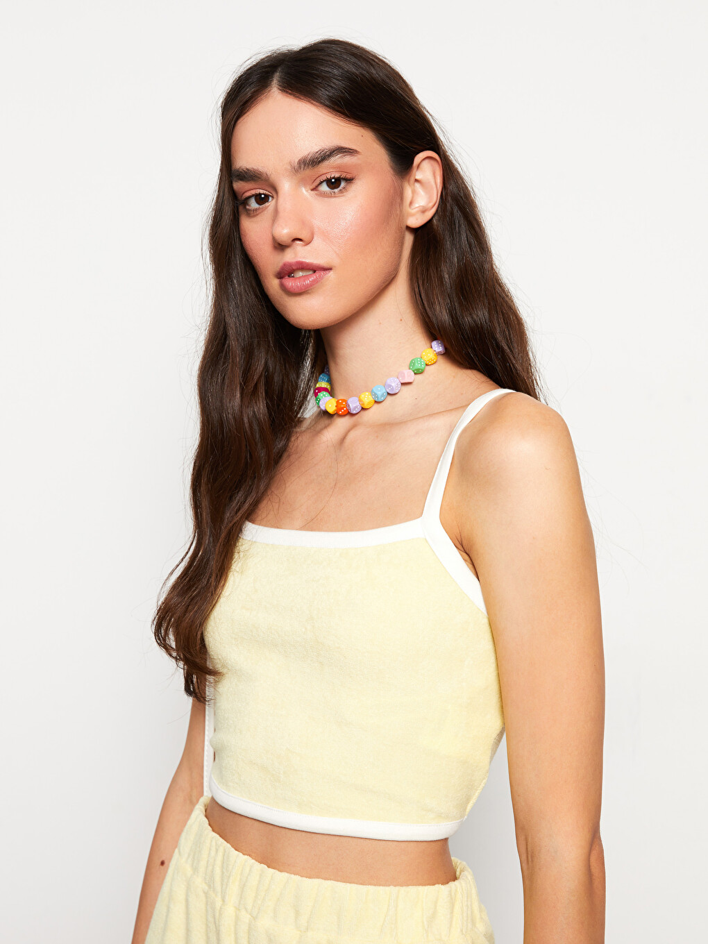 U Neck Plain Strappy Women's Crop Top-2