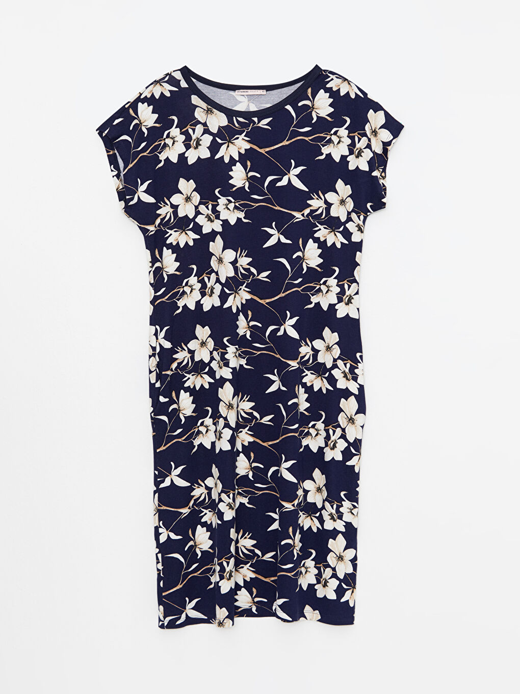 Sarı Bisiklet Yaka Desenli Kısa Kollu Kadın Elbise-6