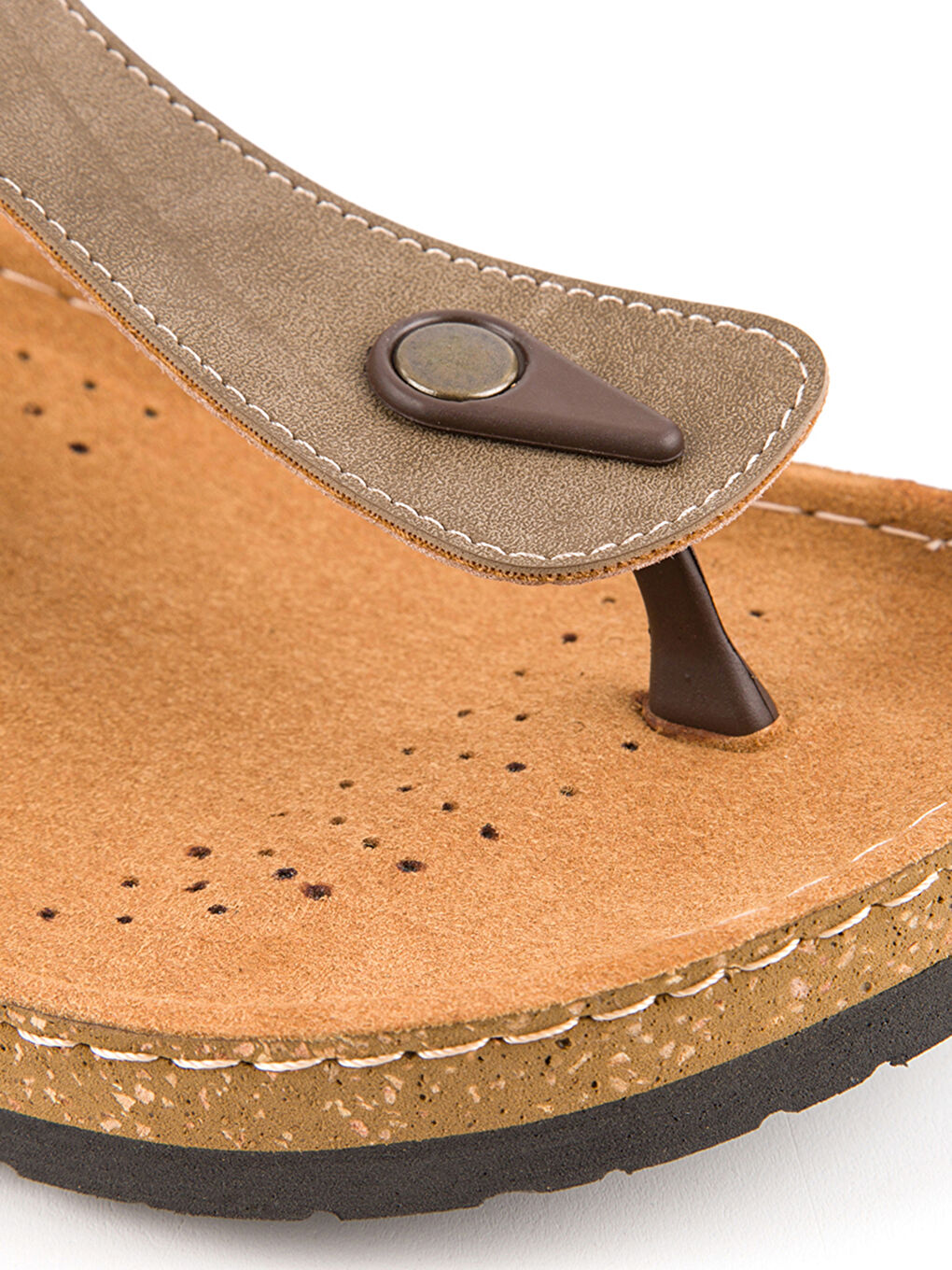 Bej Tek Bantlı Parmak Arası Erkek Terlik-4