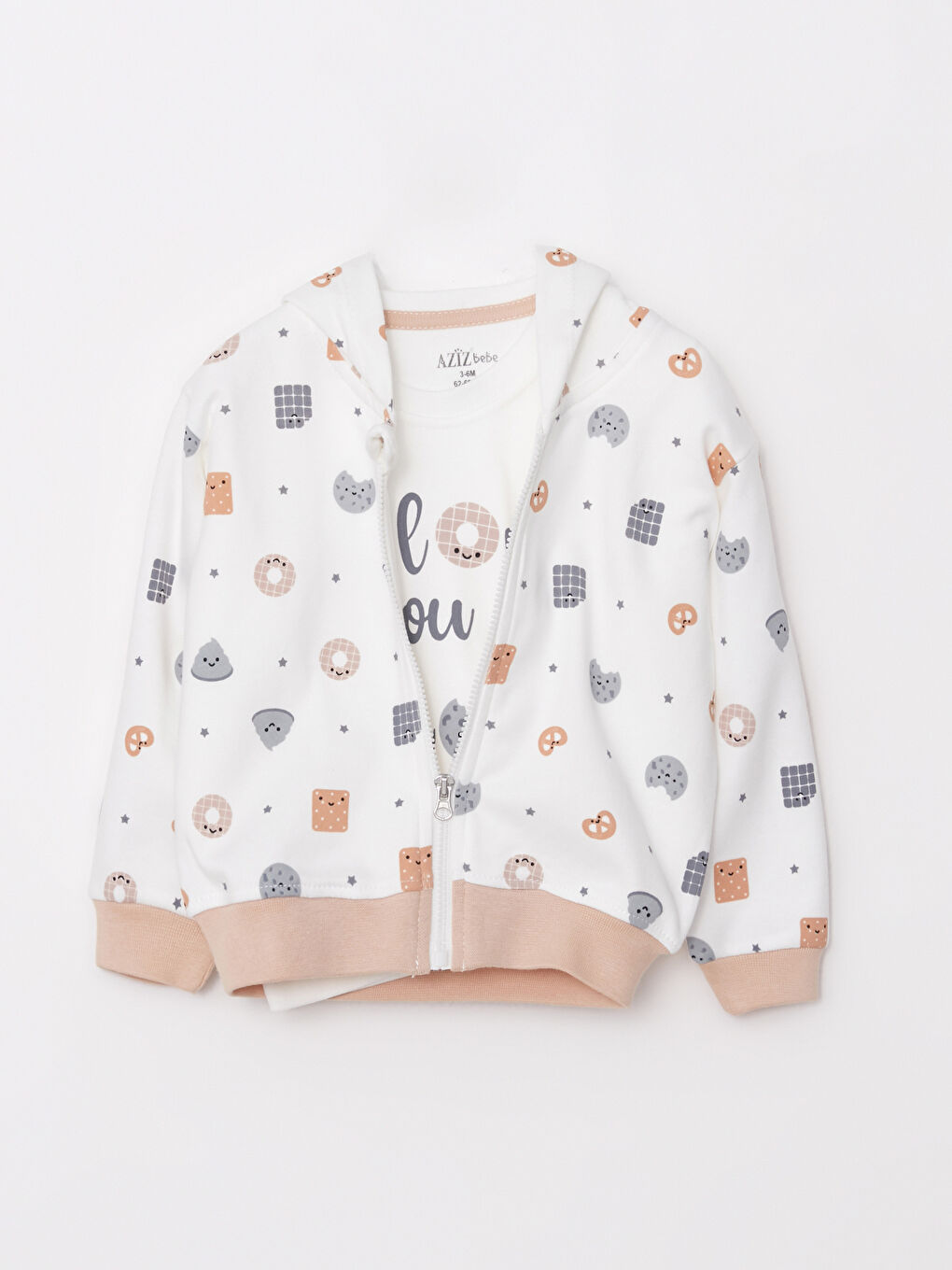 Ekru Bisiklet Yaka Erkek Bebek 3'lü Takım-3