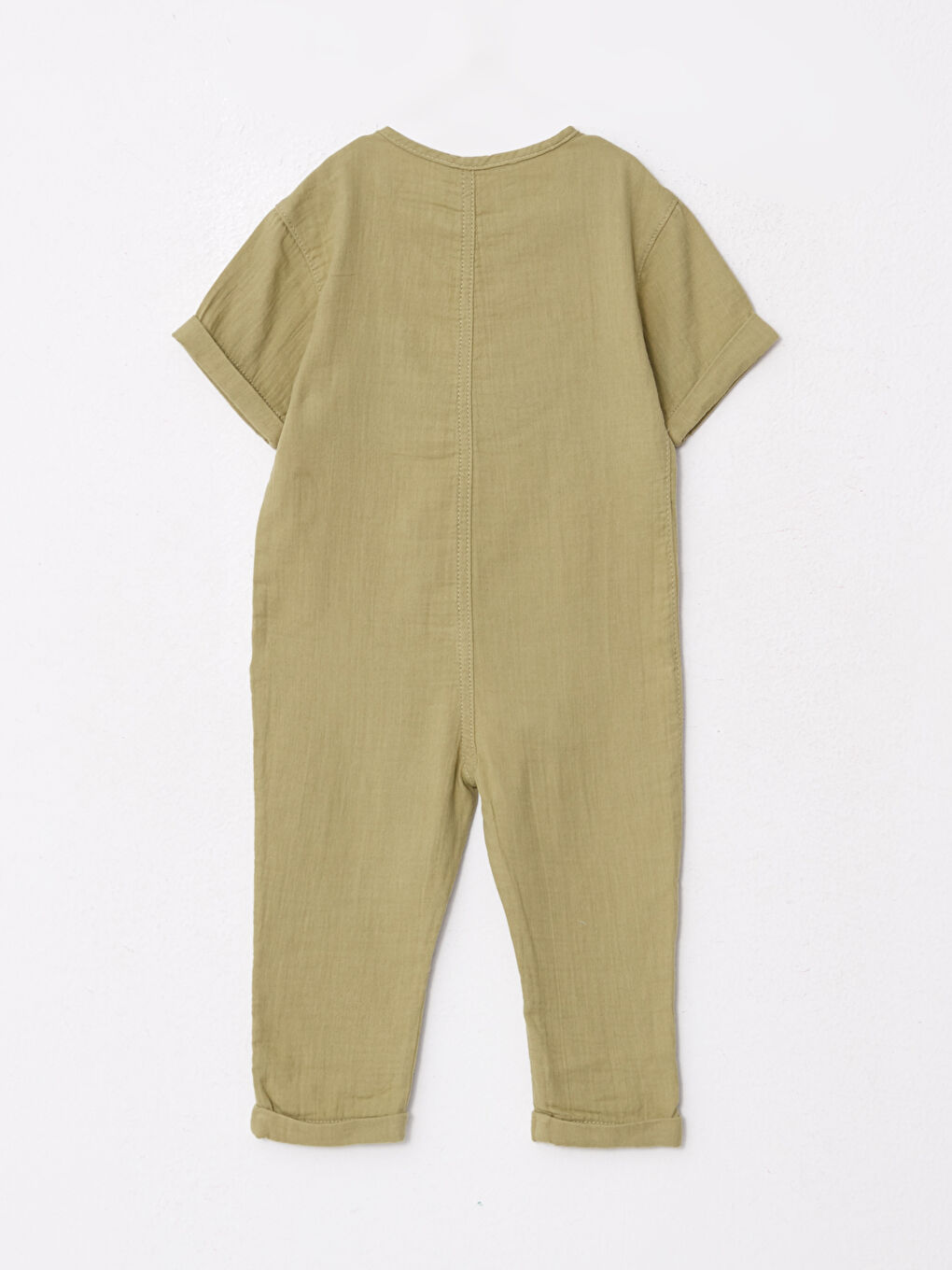 Crew Neck Short Sleeve Basic Baby Boys' Dungarees-1