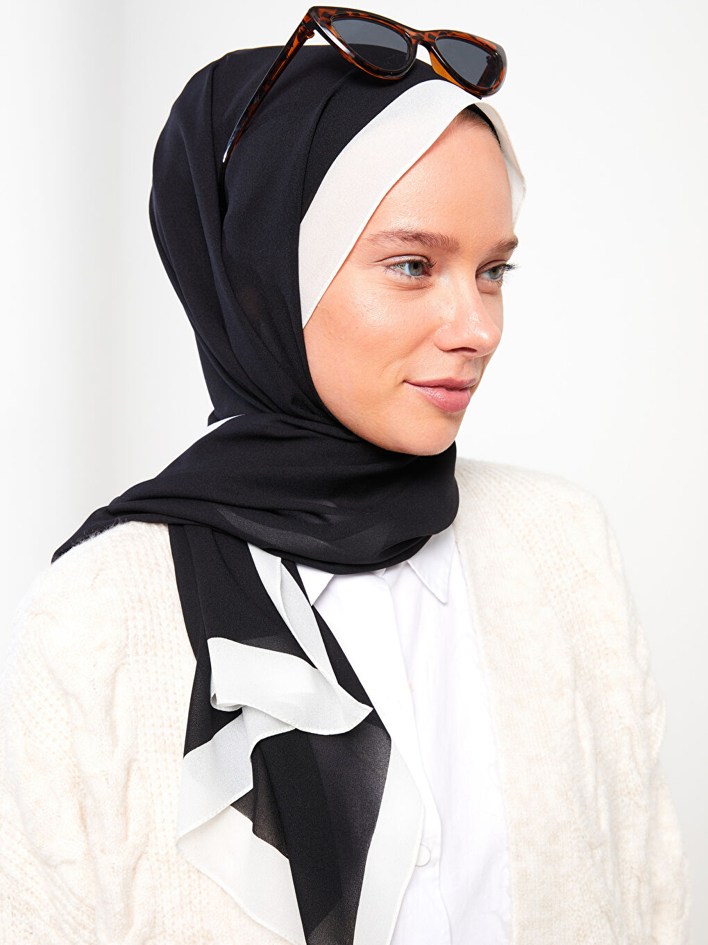 Siyah Kadın Düz  Şal-1