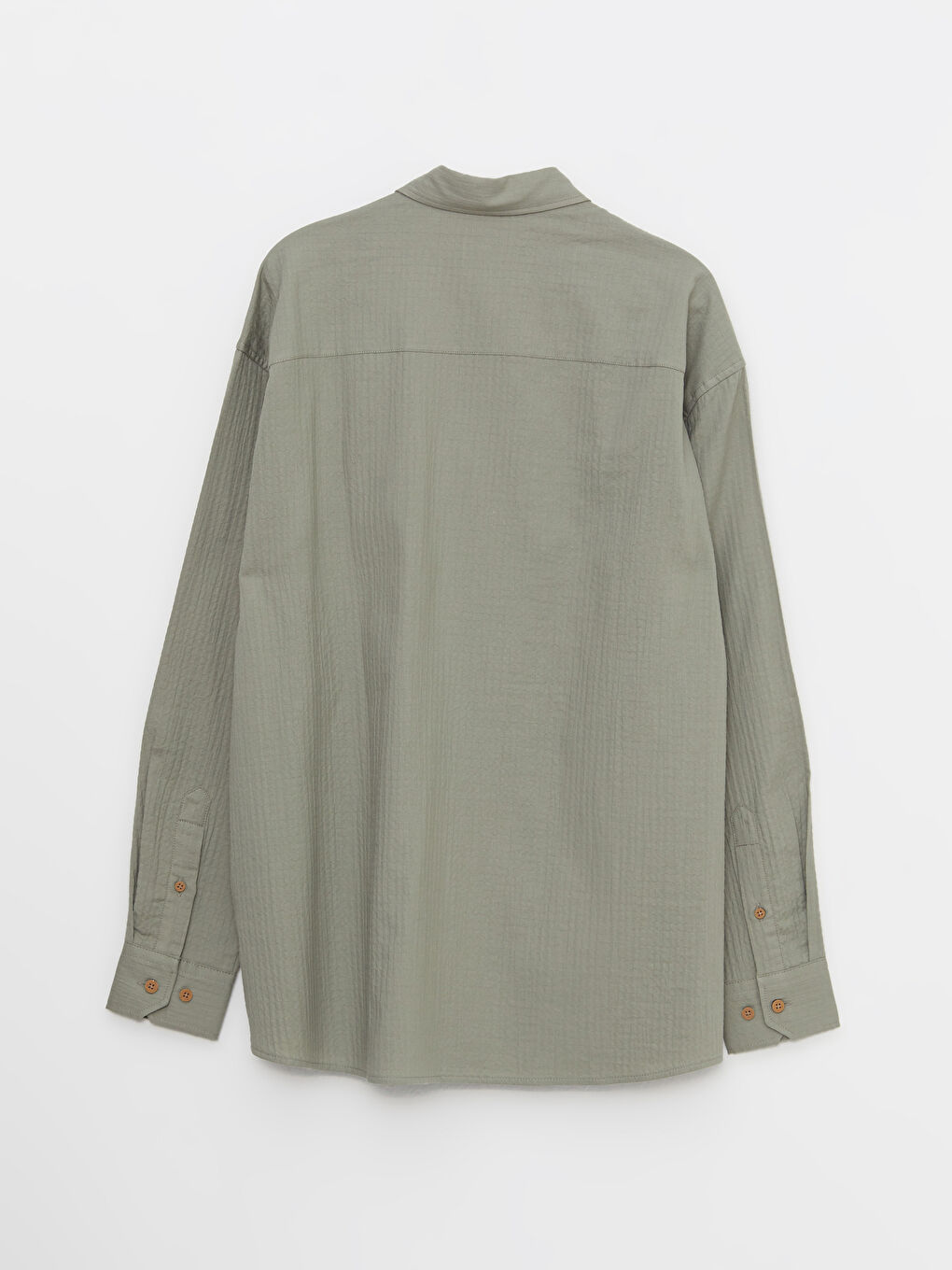 Haki Oversize Uzun Kollu Erkek Gömlek-6