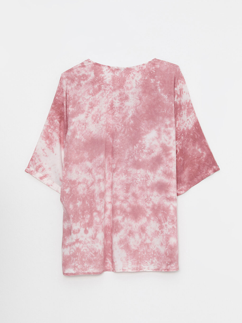 Crew Neck Tie Dye Patterned Short Sleeve Viscose Women's Blouse-6