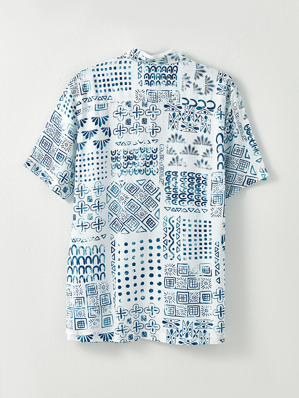 Mavi Regular Fit Kısa Kollu Desenli Viskon Erkek Gömlek-1