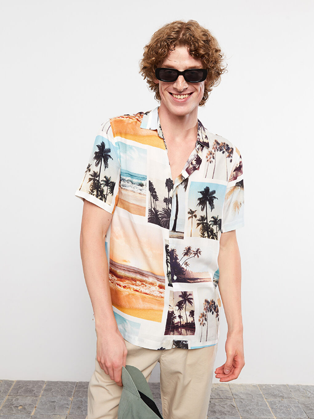 Regular Fit Short Sleeve Printed Viscose Men's Shirt -S2MA42Z8-LQB