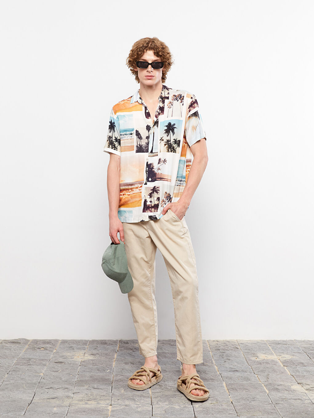 Regular Fit Short Sleeve Printed Viscose Men's Shirt -S2MA42Z8-LQB