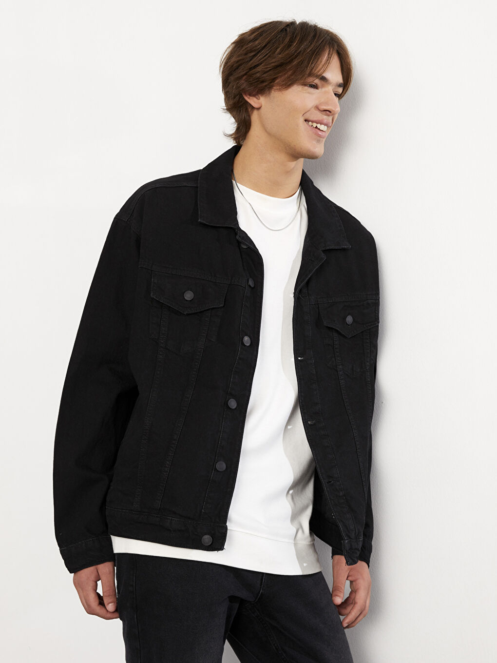XSIDE Veste en Jean à Col de Chemise Oversize pour Hommes -S2MA50Z8-CVL