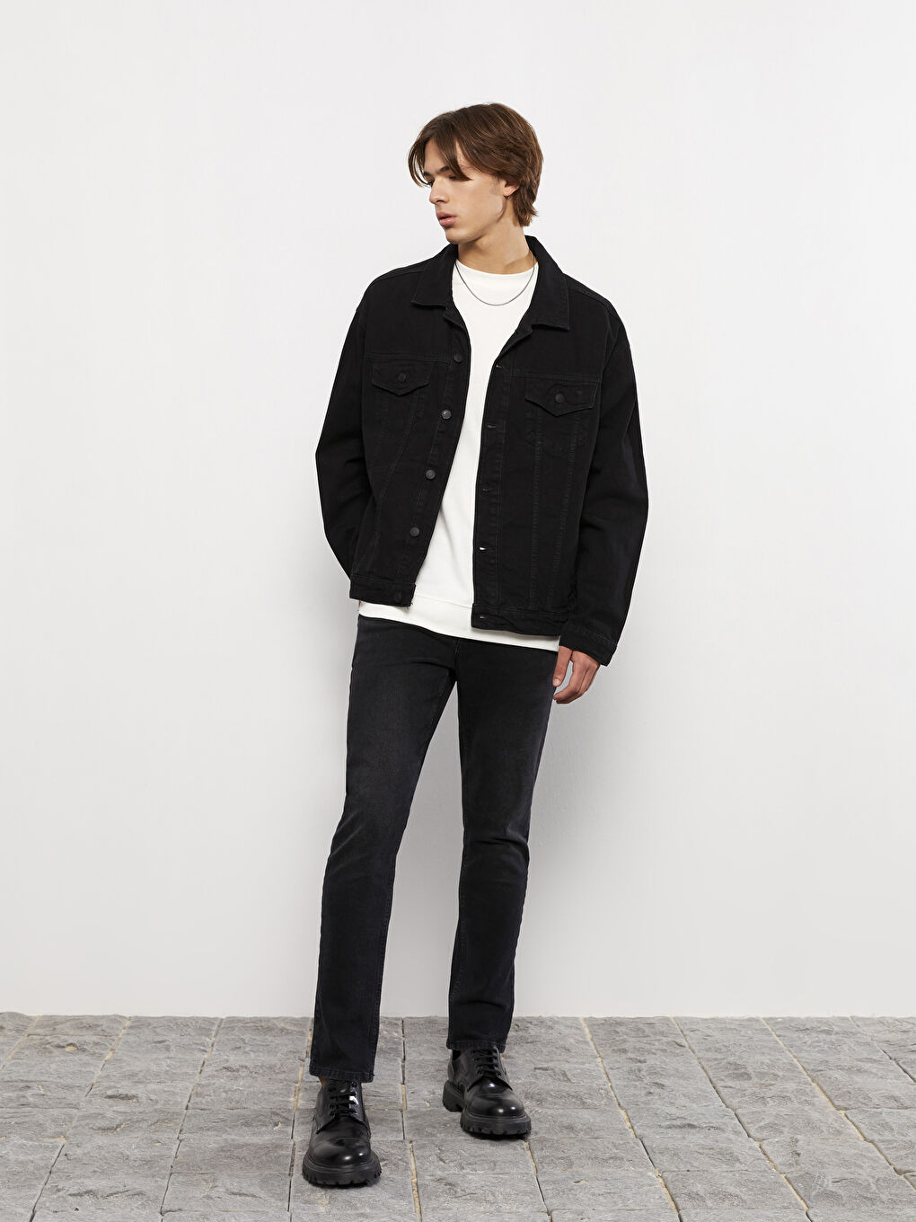 XSIDE Veste en Jean à Col de Chemise Oversize pour Hommes -S2MA50Z8-CVL