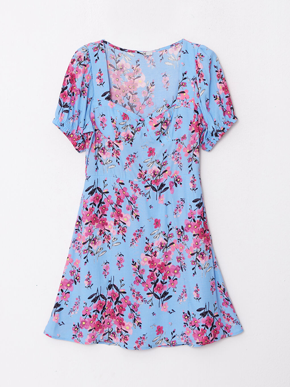 Heart Collar Patterned Short Sleeve Viscose Women's Dress -S2MA66Z8-SPD