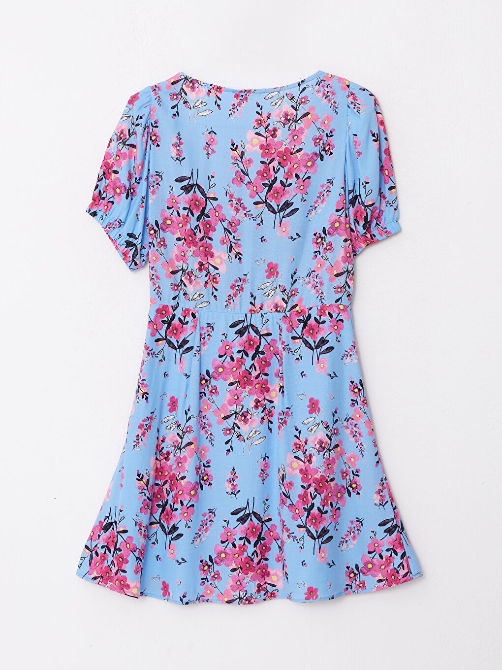 Heart Collar Patterned Short Sleeve Viscose Women's Dress -S2MA66Z8-SPD