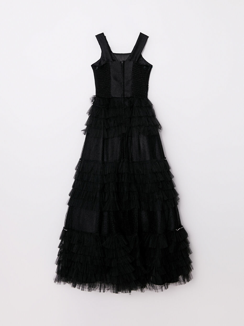 Siyah Aplikeli Taş Detaylı Kız Çocuk Elbise-1