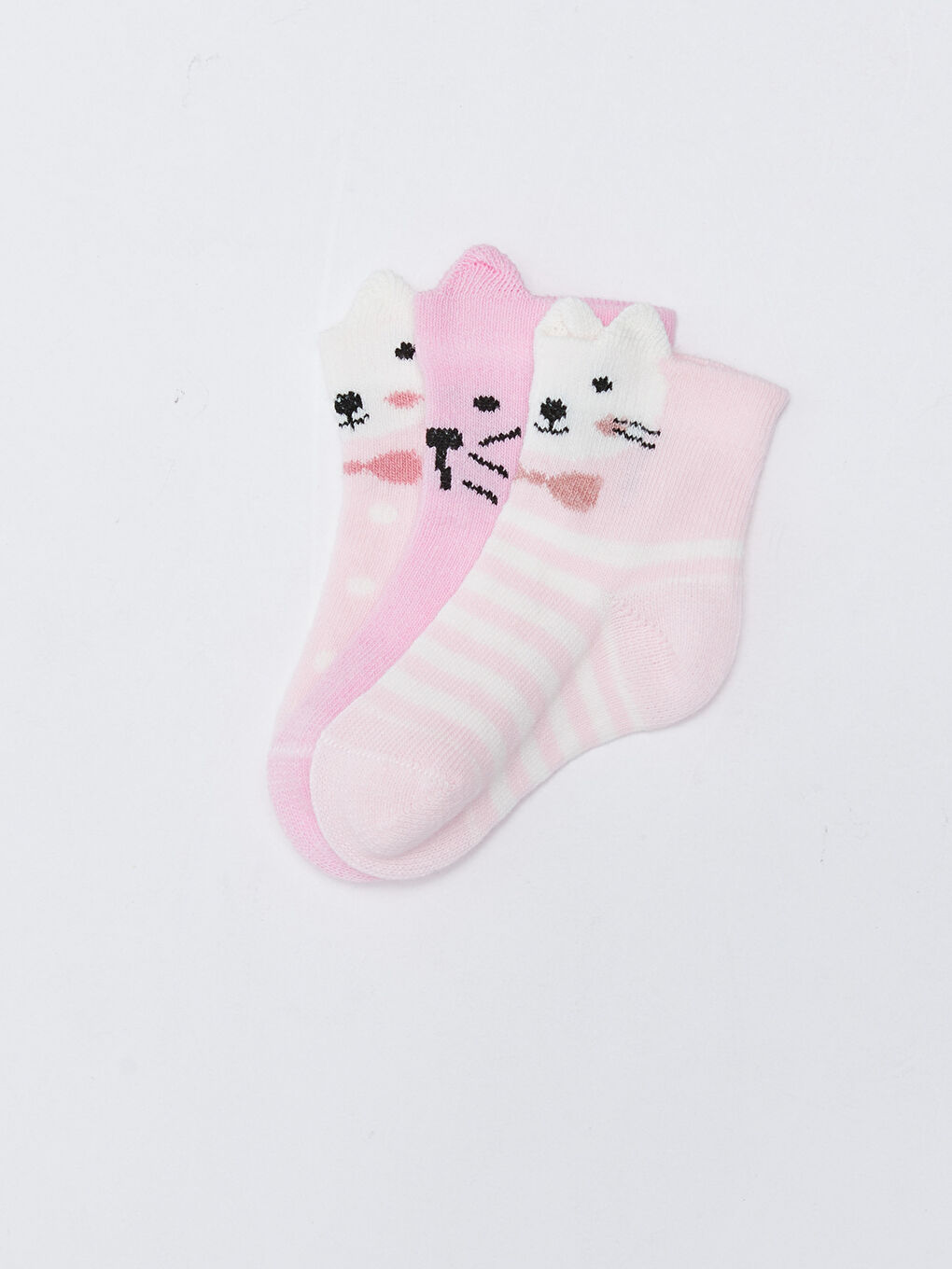 Pembe Kız Bebek Soket Çorap 3'lü