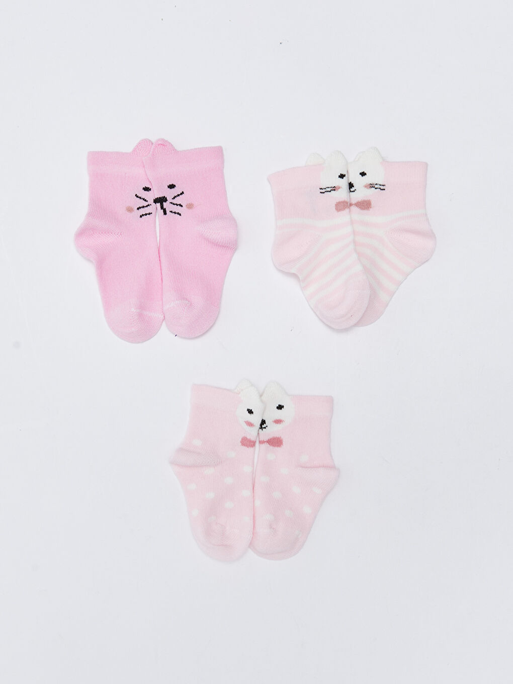 Pembe Kız Bebek Soket Çorap 3'lü-1