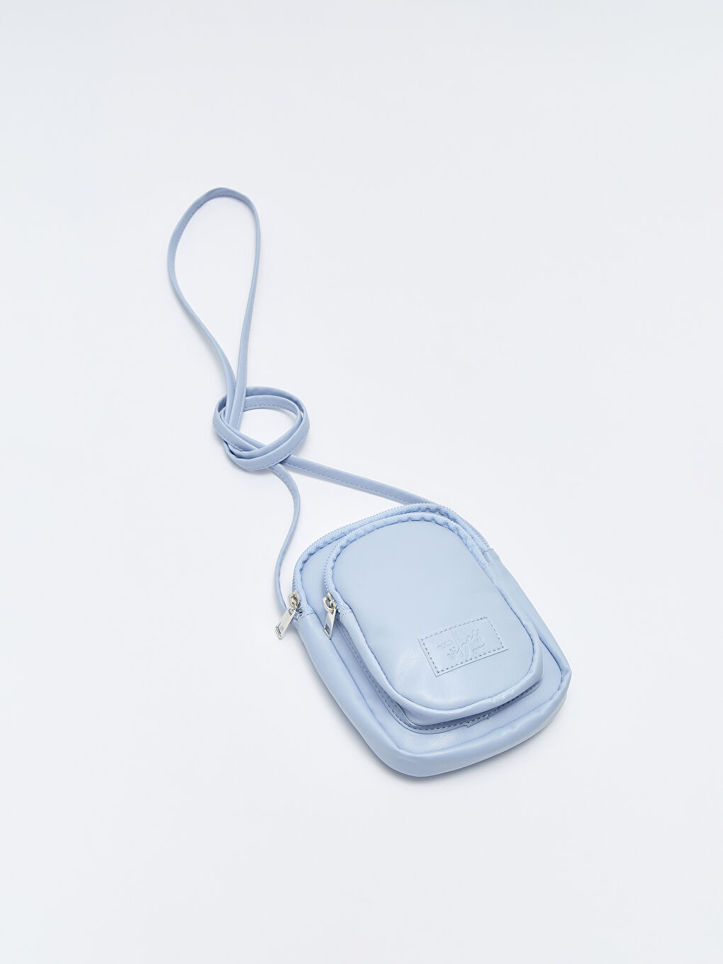 Mavi Deri Görünümlü Kadın Telefon Çantası-3