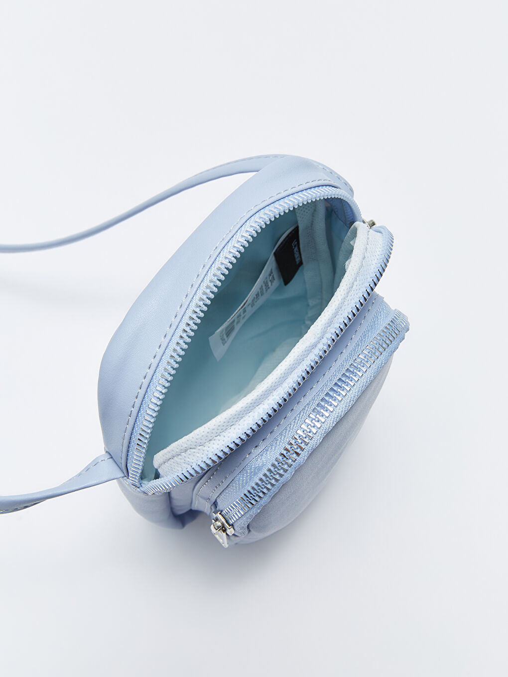 Mavi Deri Görünümlü Kadın Telefon Çantası-4