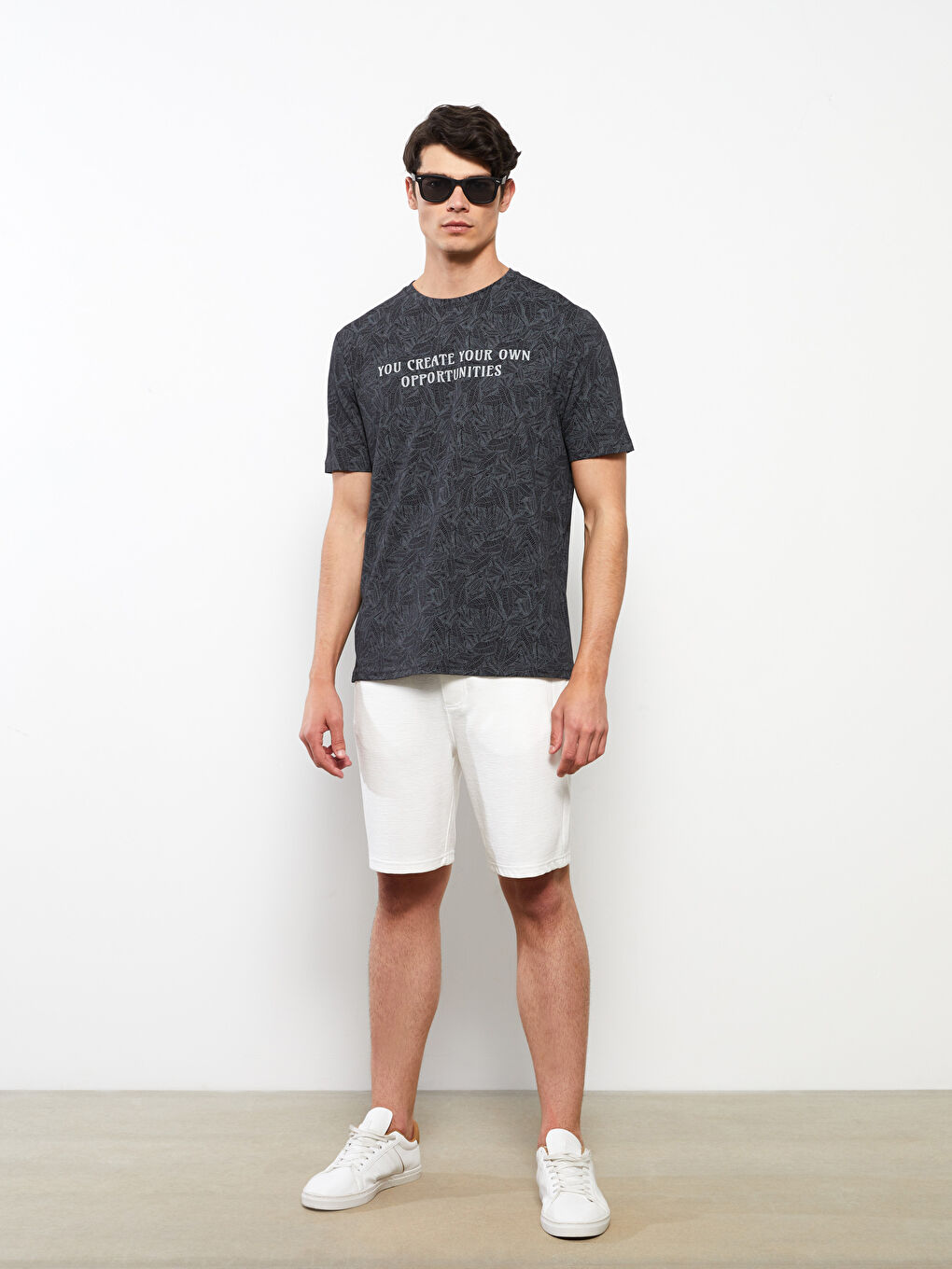 Футболка Мужская с Круглым Вырезом, Коротким Рукавом, С Принтом, Из Гребенного Хлопка-1