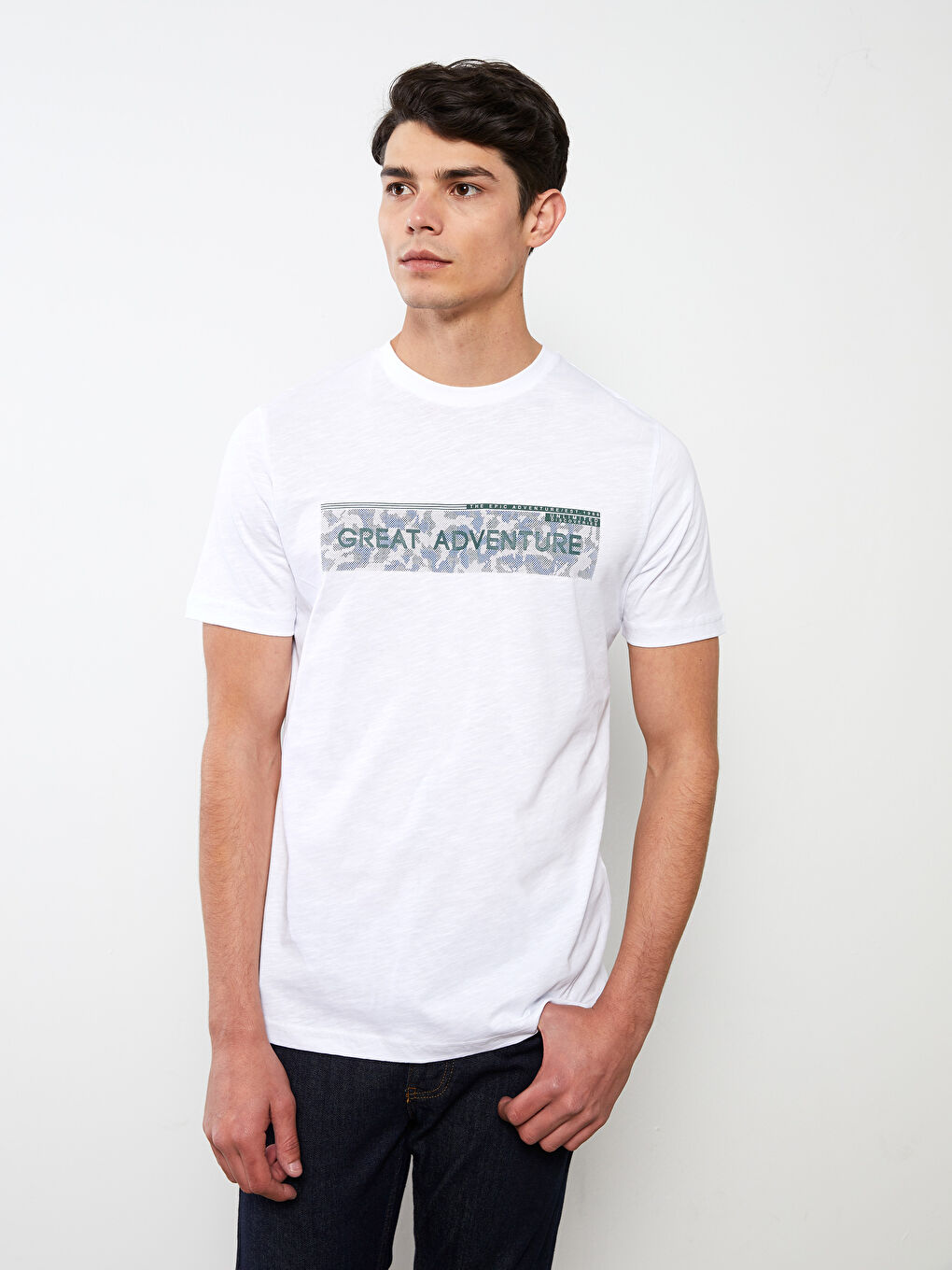 Футболка Мужская с Круглым Вырезом, Коротким Рукавом, С Принтом, Из Гребенного Хлопка-1