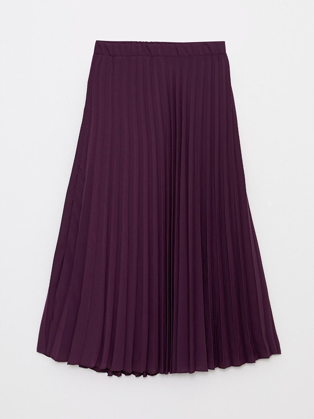 Mor Beli Lastikli Düz Krep Kadın Pileli Etek-5