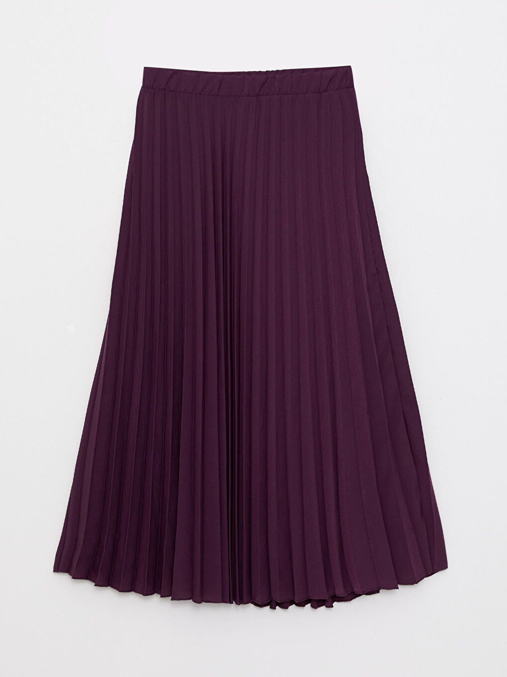 Mor Beli Lastikli Düz Krep Kadın Pileli Etek-6