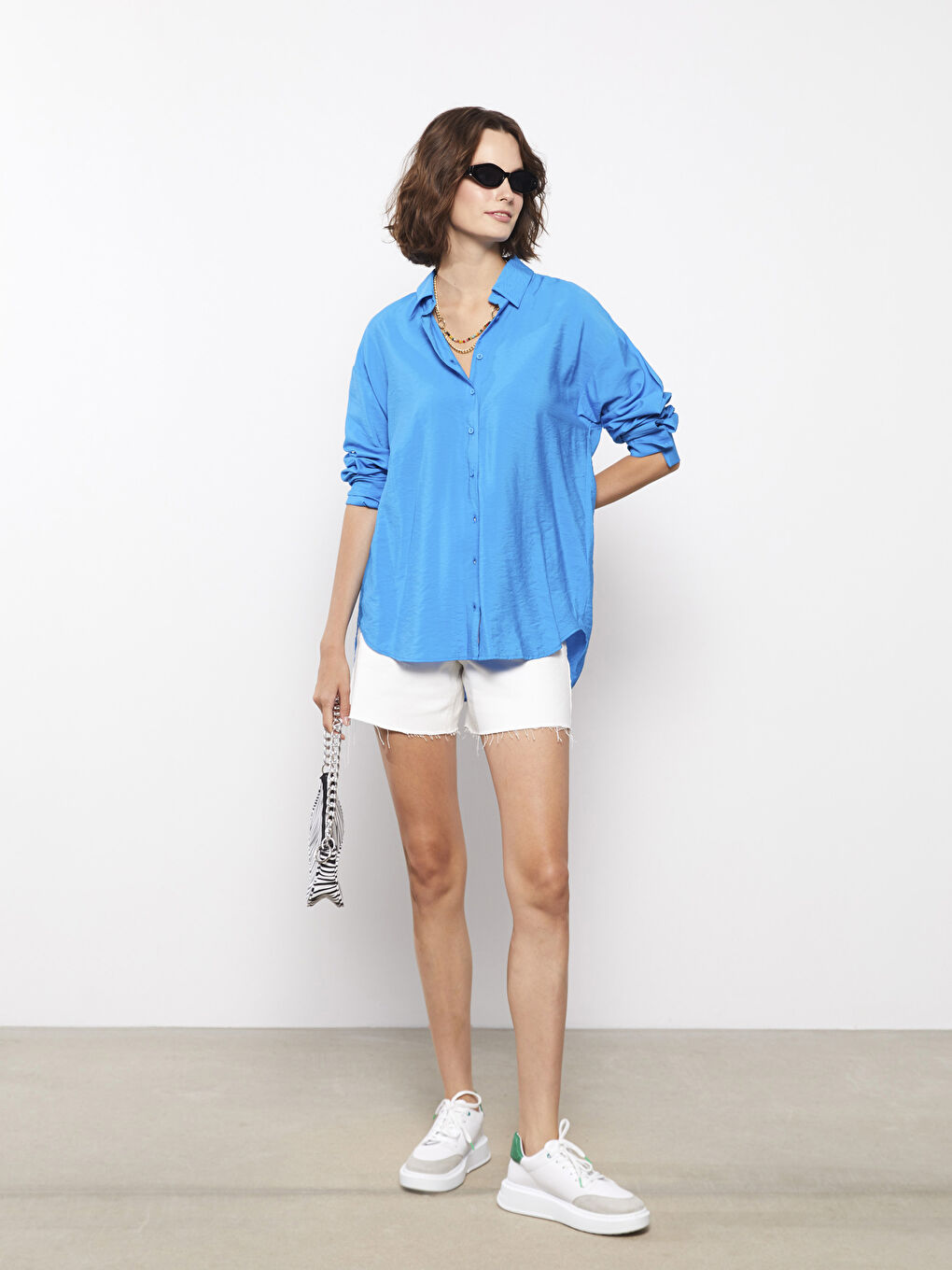 Chemise Boutonnée à Manches Longues Régulière pour Femmes-2