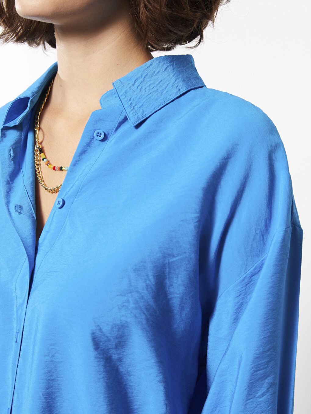 Chemise Boutonnée à Manches Longues Régulière pour Femmes-3