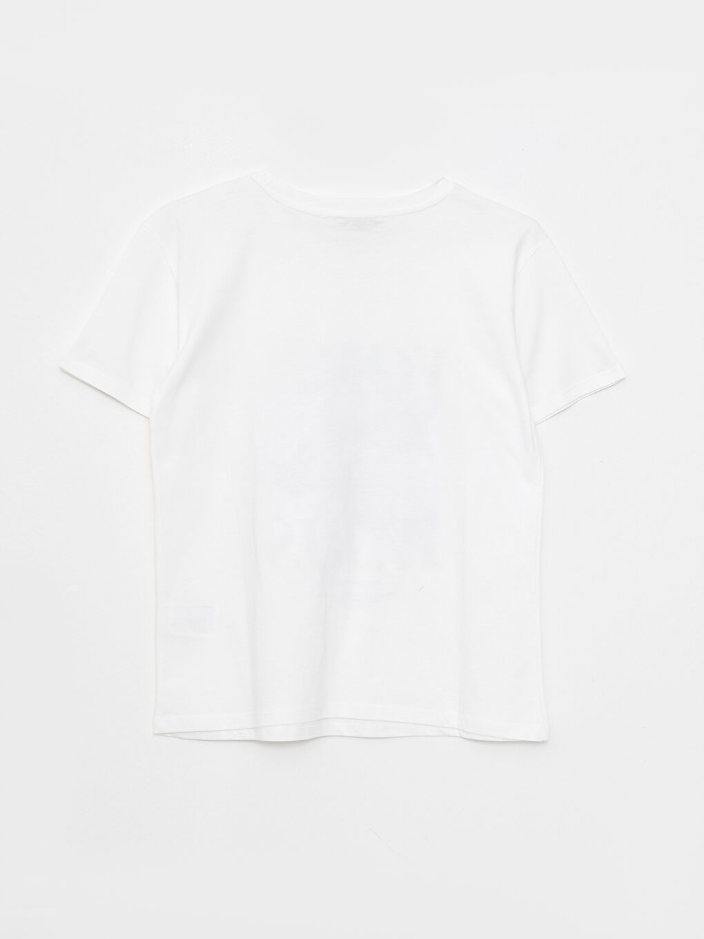 Ekru Bisiklet Yaka Baskılı Kısa Kollu Pamuklu Kadın Tişört-6