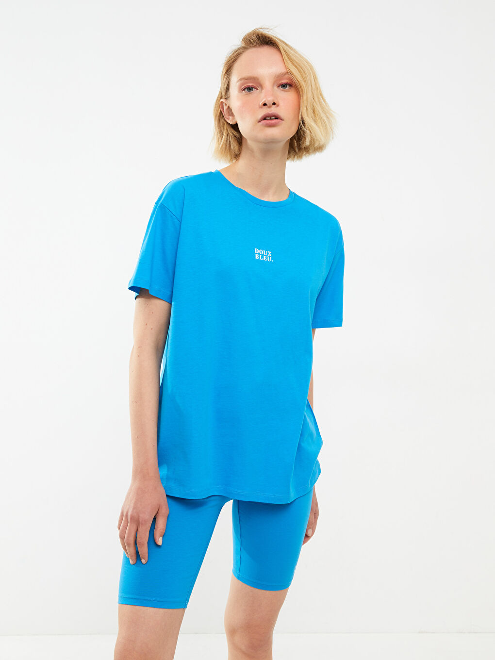 Tricou pentru Femei din Bumbac cu Mânecă Scurtă, Imprimat cu Litere, Guler Rotund-1