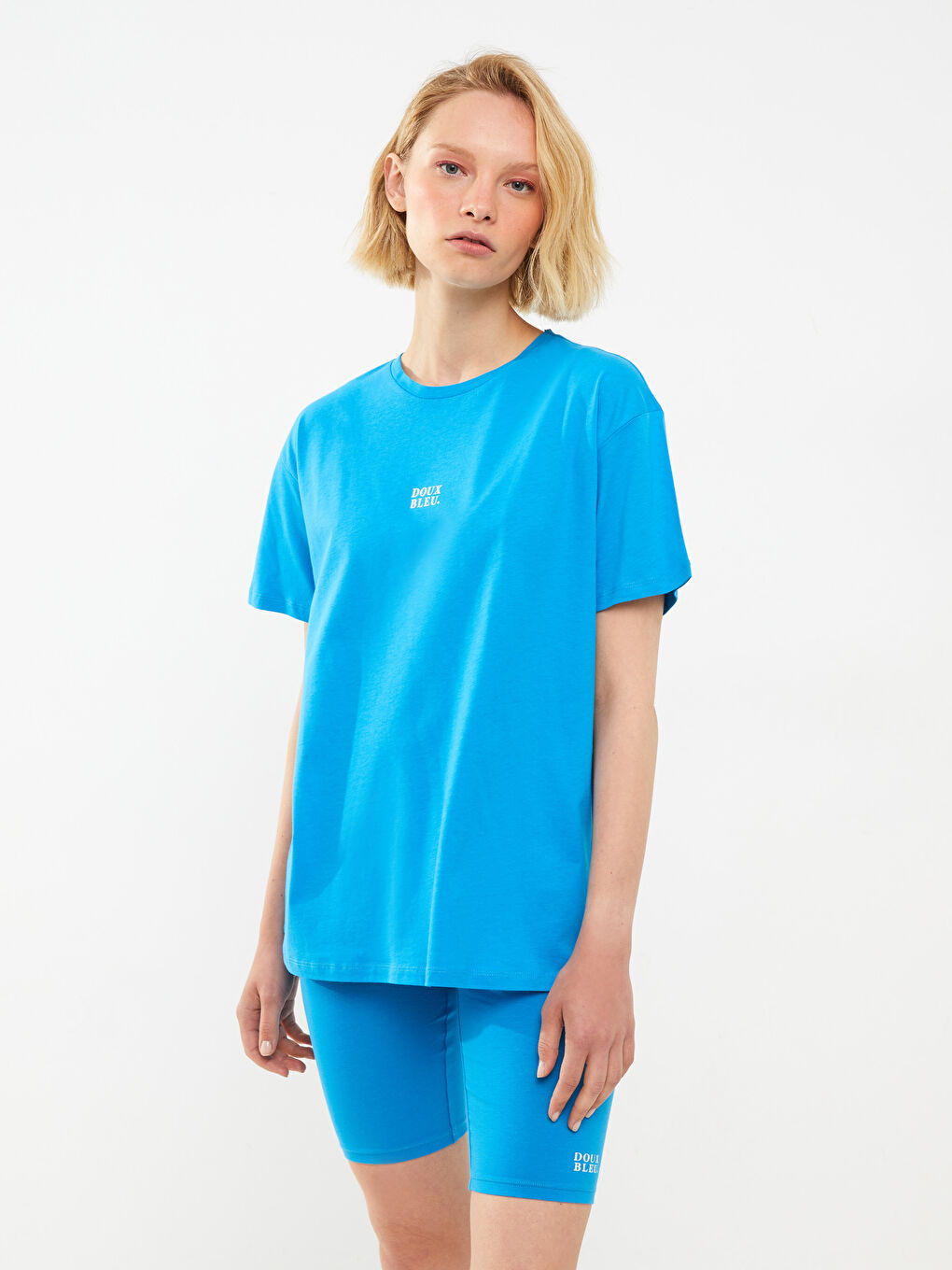 Tricou pentru Femei din Bumbac cu Mânecă Scurtă, Imprimat cu Litere, Guler Rotund-2