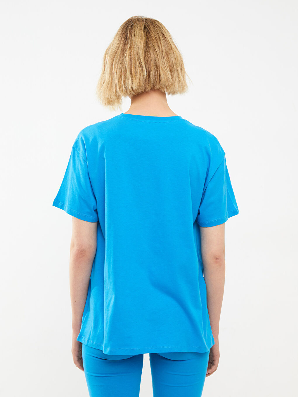 Tricou pentru Femei din Bumbac cu Mânecă Scurtă, Imprimat cu Litere, Guler Rotund-4