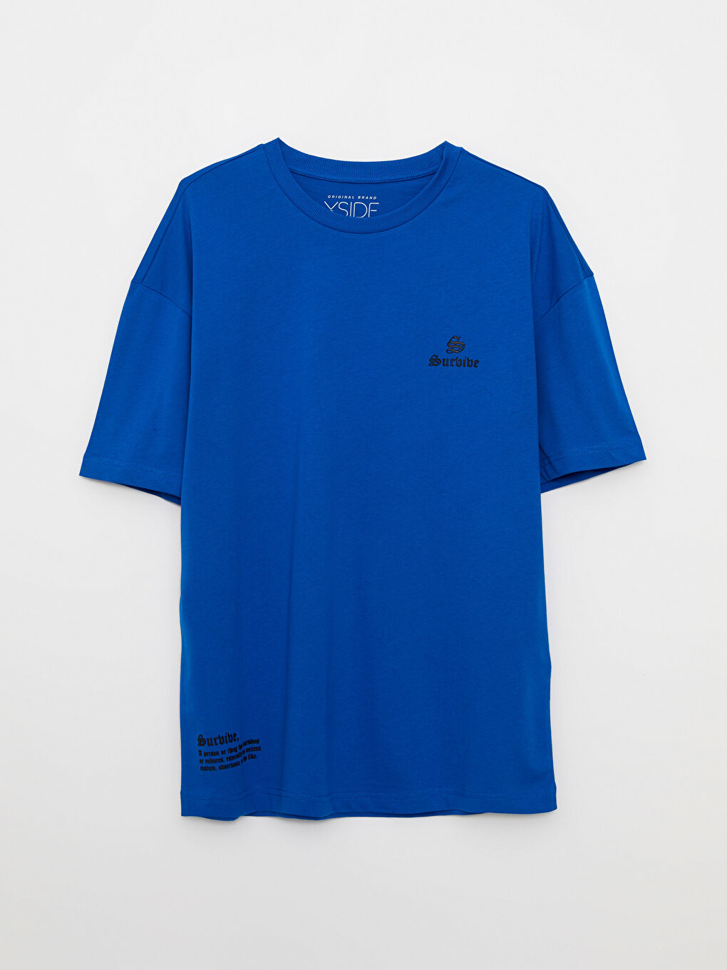 Mavi Bisiklet Yaka Kısa Kollu Baskılı Penye Erkek Tişört