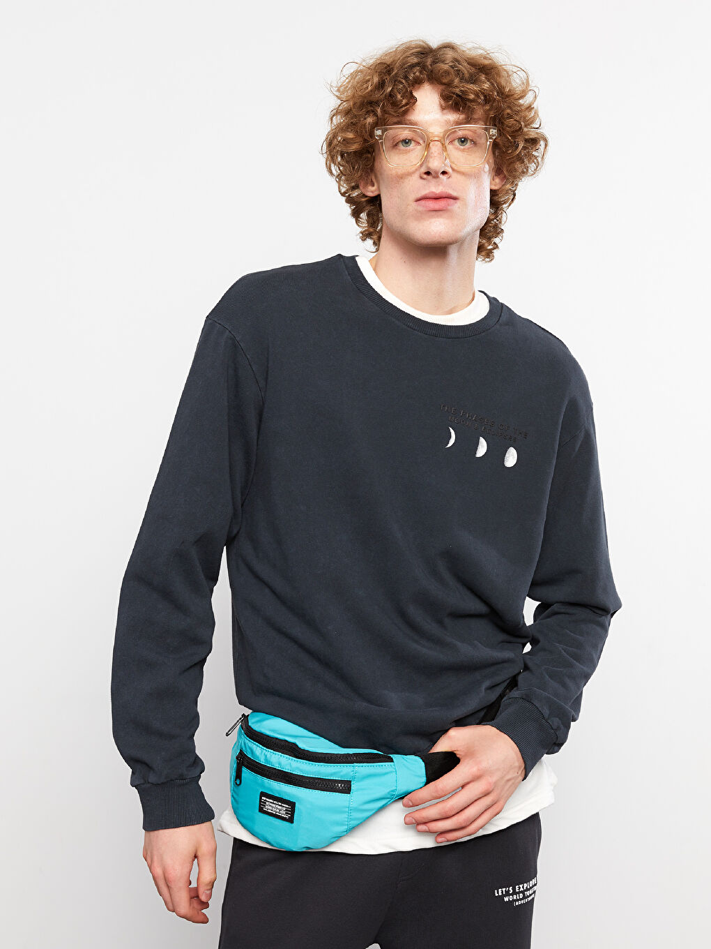 Crew Neck Long Sleeve Printed Men's Sweatshirt