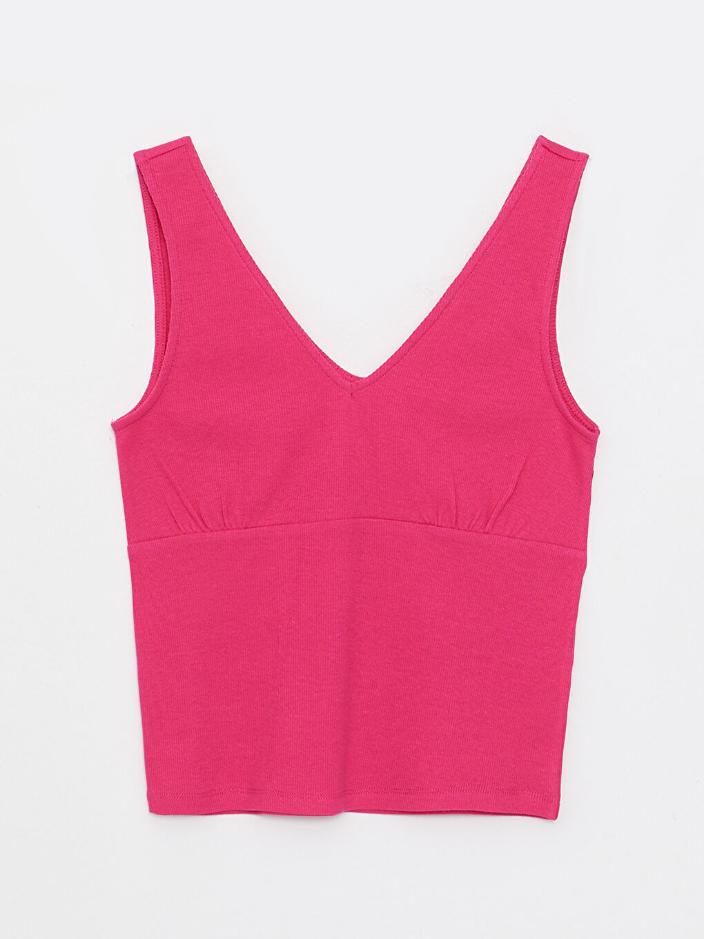 Fuşya Kadın V Yaka Düz Atlet-5