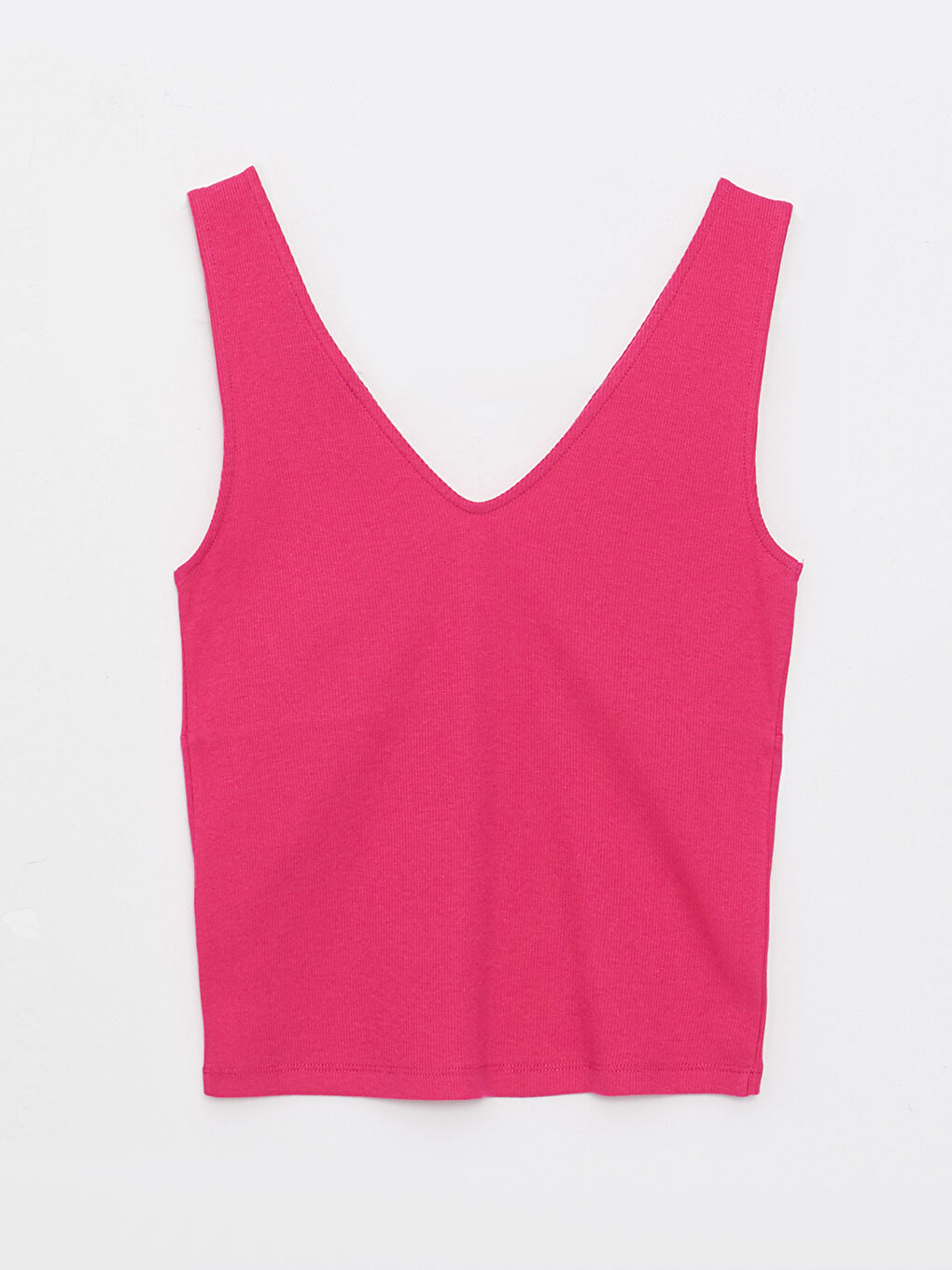 Fuşya Kadın V Yaka Düz Atlet-6