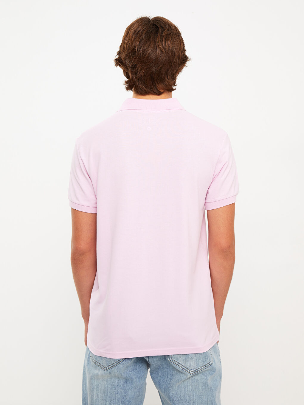 Pembe Polo Yaka Kısa Kollu Erkek Tişört-4
