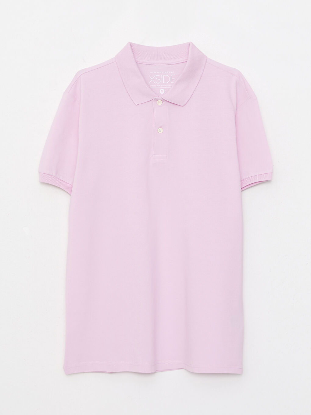 Pembe Polo Yaka Kısa Kollu Erkek Tişört-5