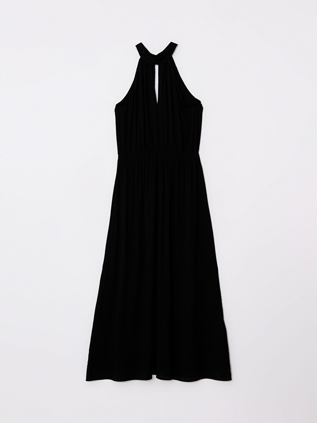 فستان نسائي بدون أكمام بياقة هالتر مستقيم من فيسكوز-5