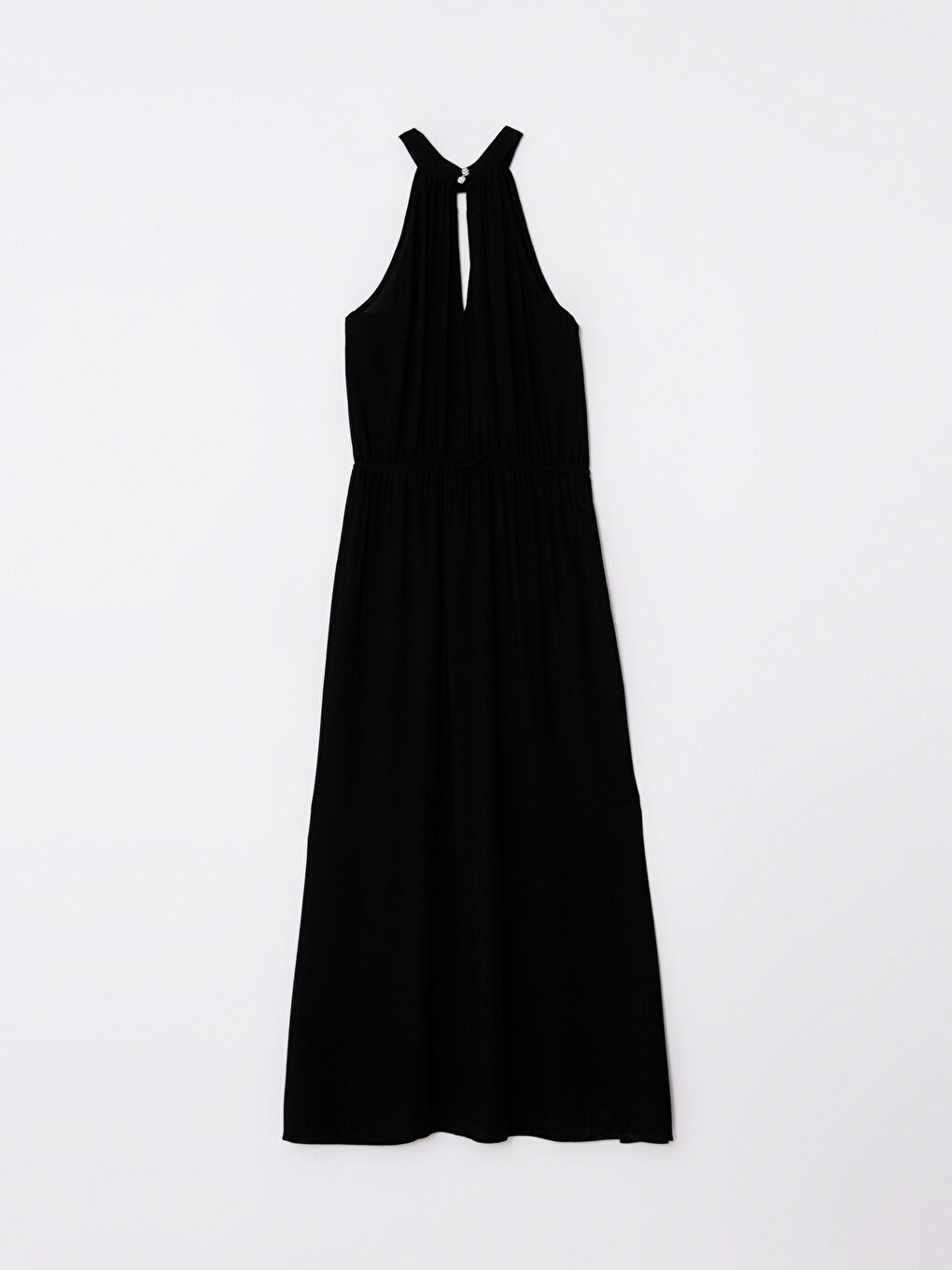 فستان نسائي بدون أكمام بياقة هالتر مستقيم من فيسكوز-6