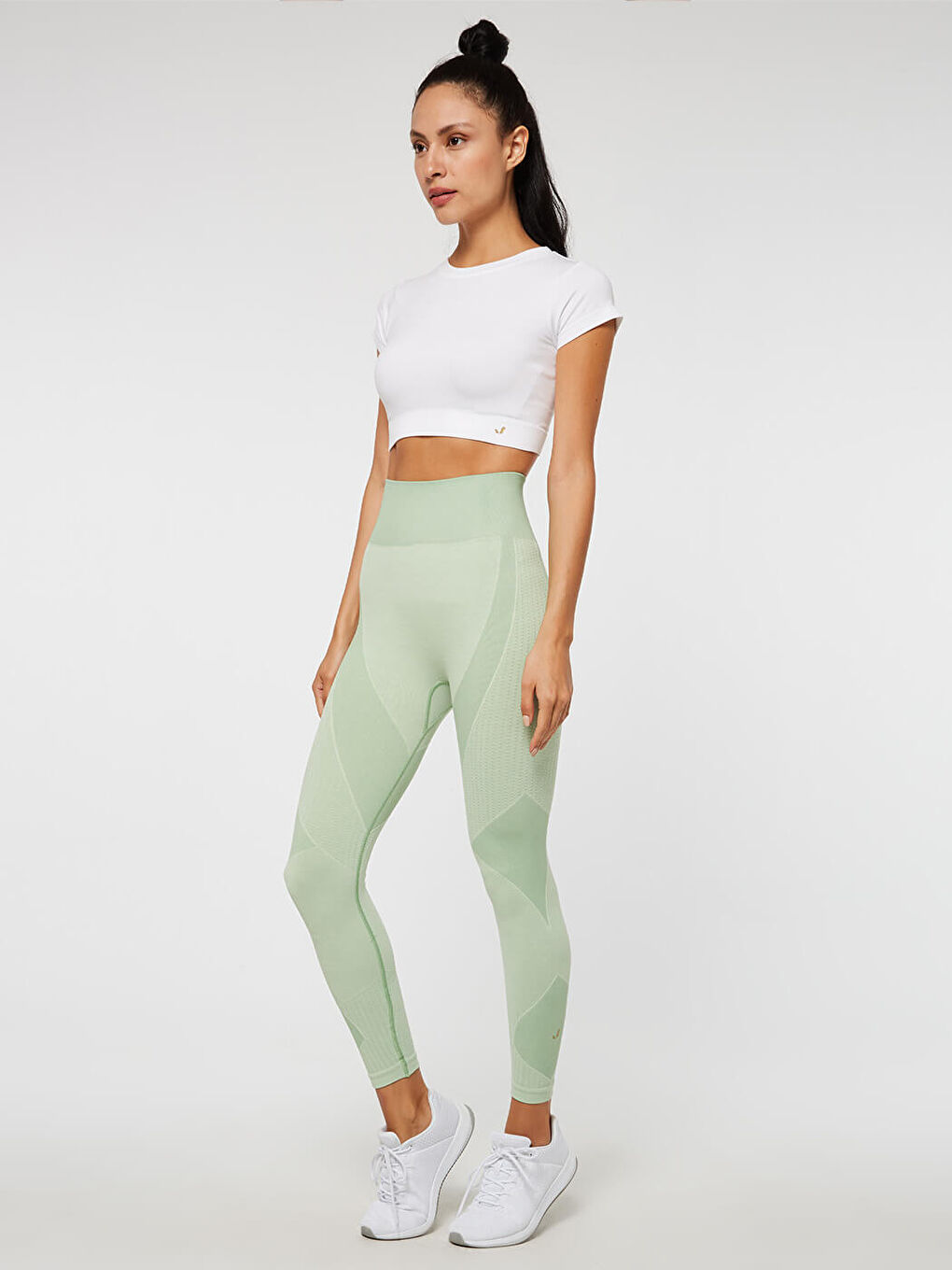 Yeşil Bonita Beli Lastikli Desenli Kadın Tayt