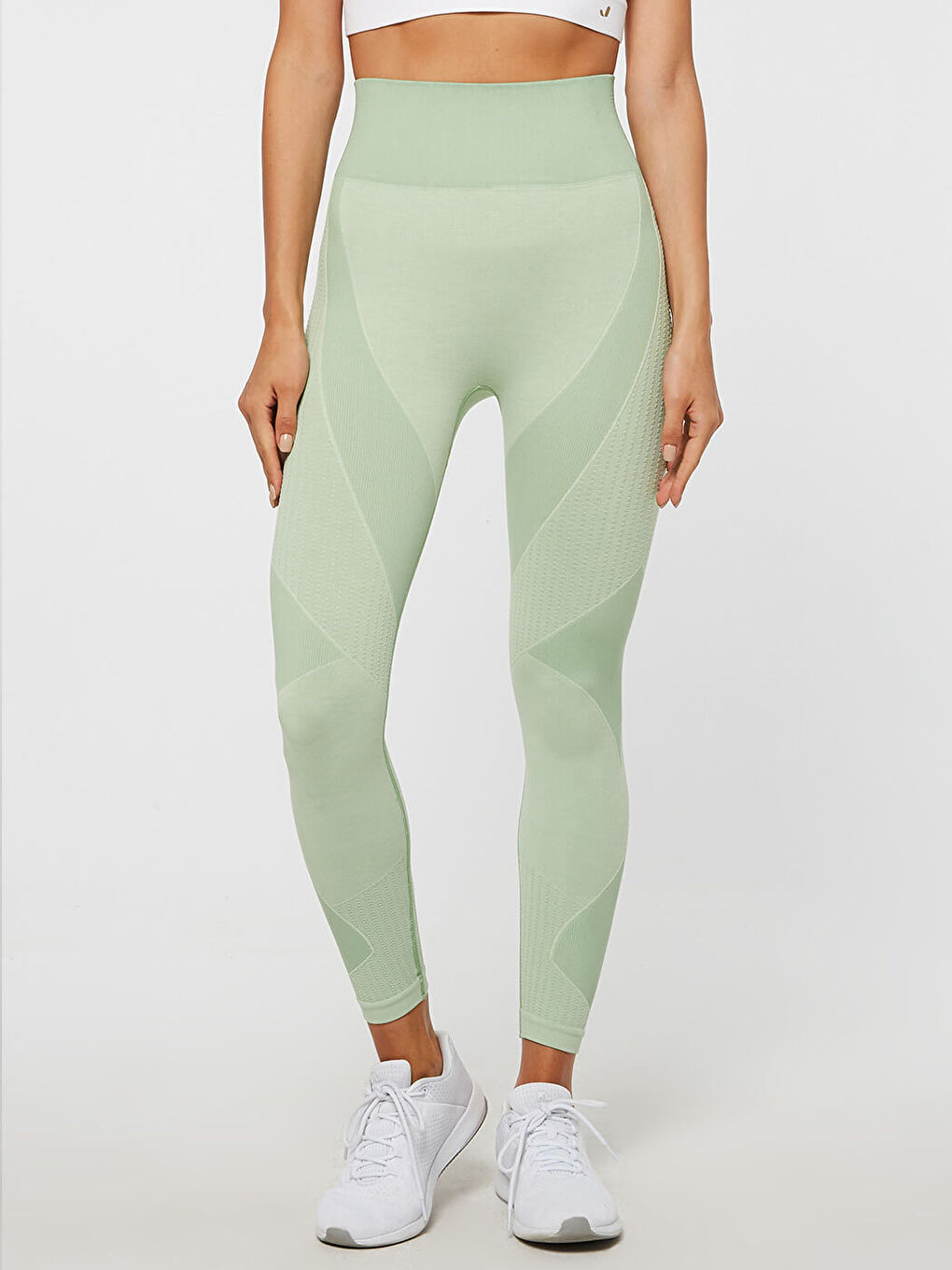 Yeşil Bonita Beli Lastikli Desenli Kadın Tayt-1