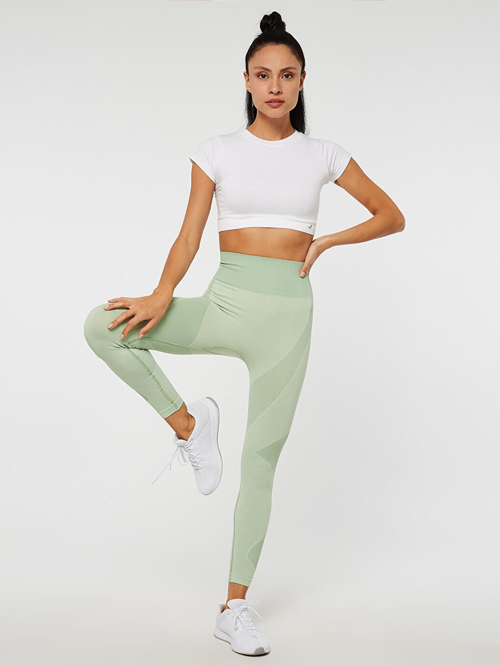 Yeşil Bonita Beli Lastikli Desenli Kadın Tayt-3