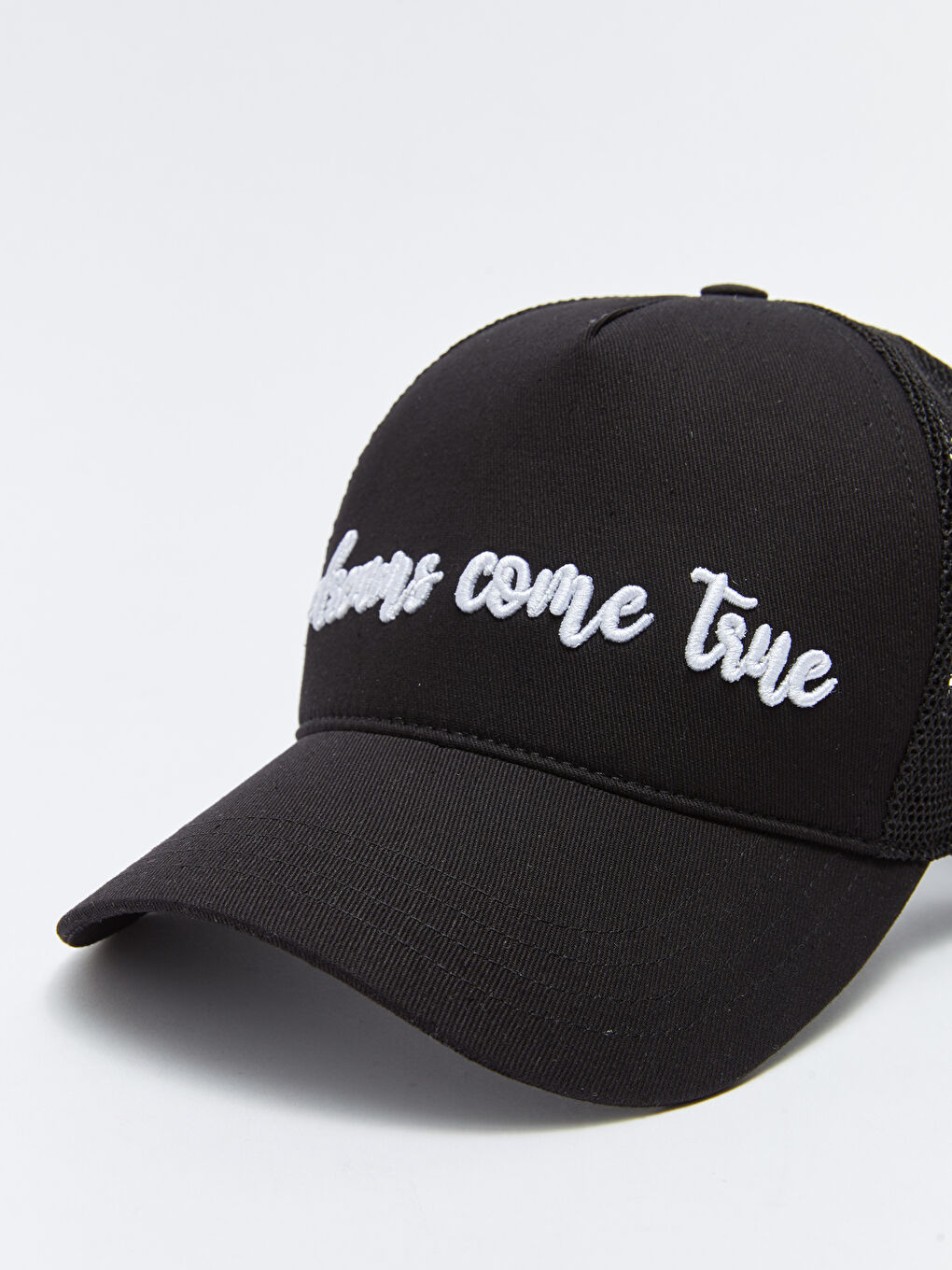 Siyah Yazı Nakışlı Kadın Kep Şapka-1