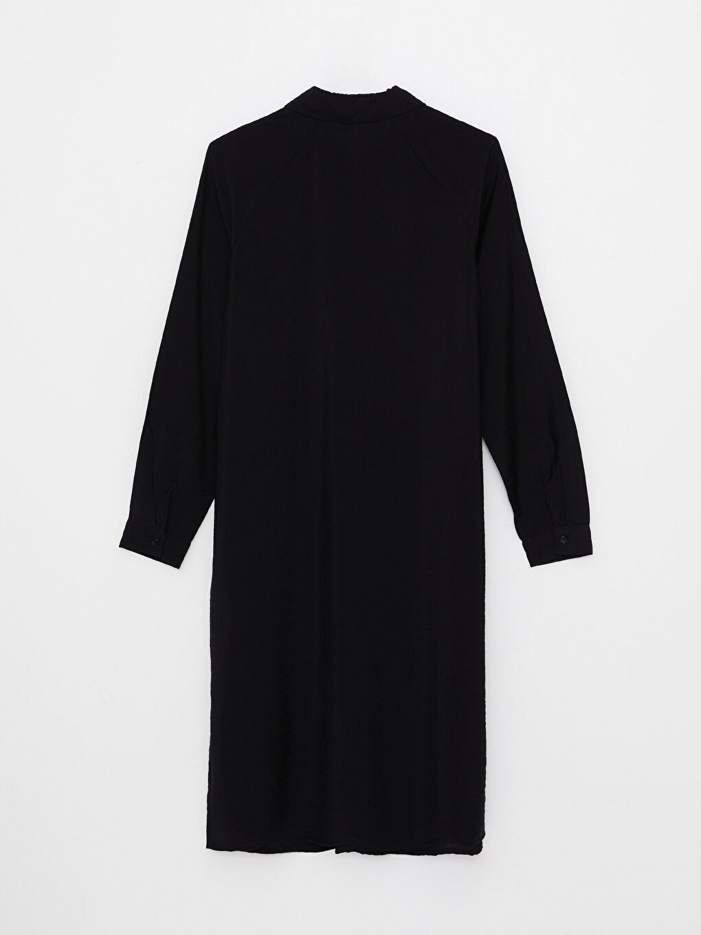 Siyah Düz Uzun Kollu Kadın Gömlek Tunik-6