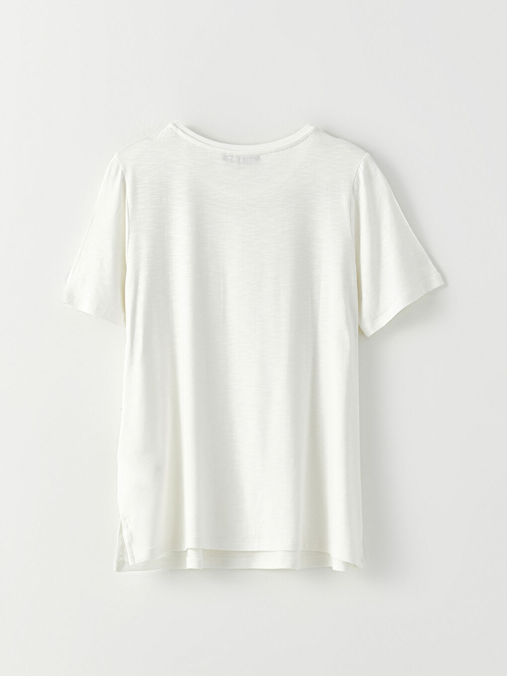 Ekru Bisiklet Yaka Pul Payet İşlemeli Kısa Kollu Kadın Tişört-6