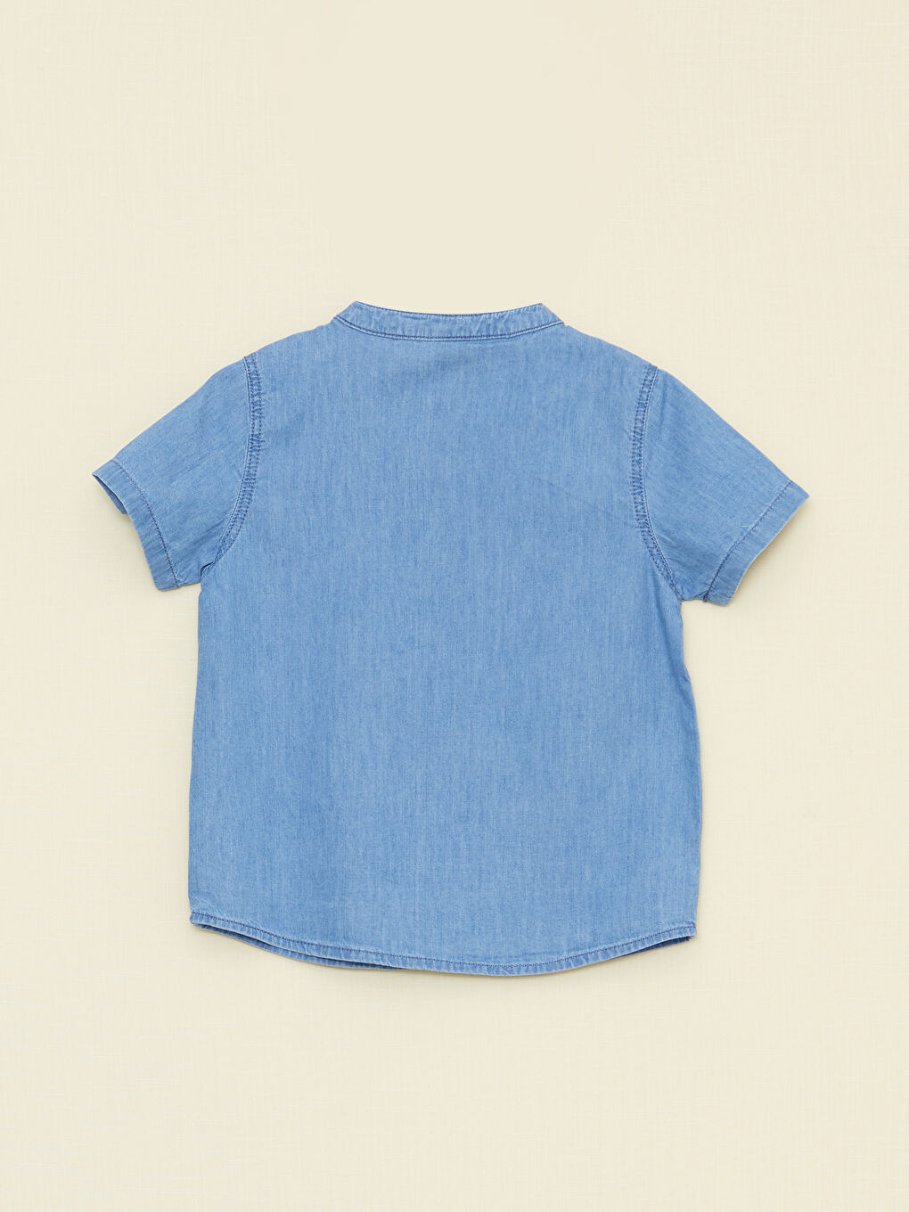 LCW baby Indigo Hakim Yaka Kısa Kollu Baskılı Erkek Bebek Jean Gömlek - 1