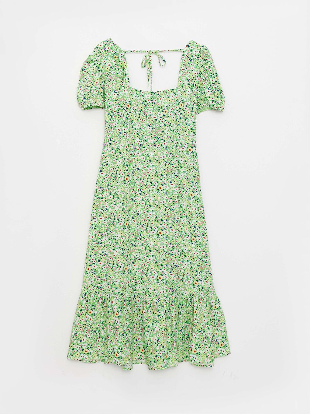 Square Neck Floral Short Sleeve Viscose Women's Dress -S2ME29Z8-SPB